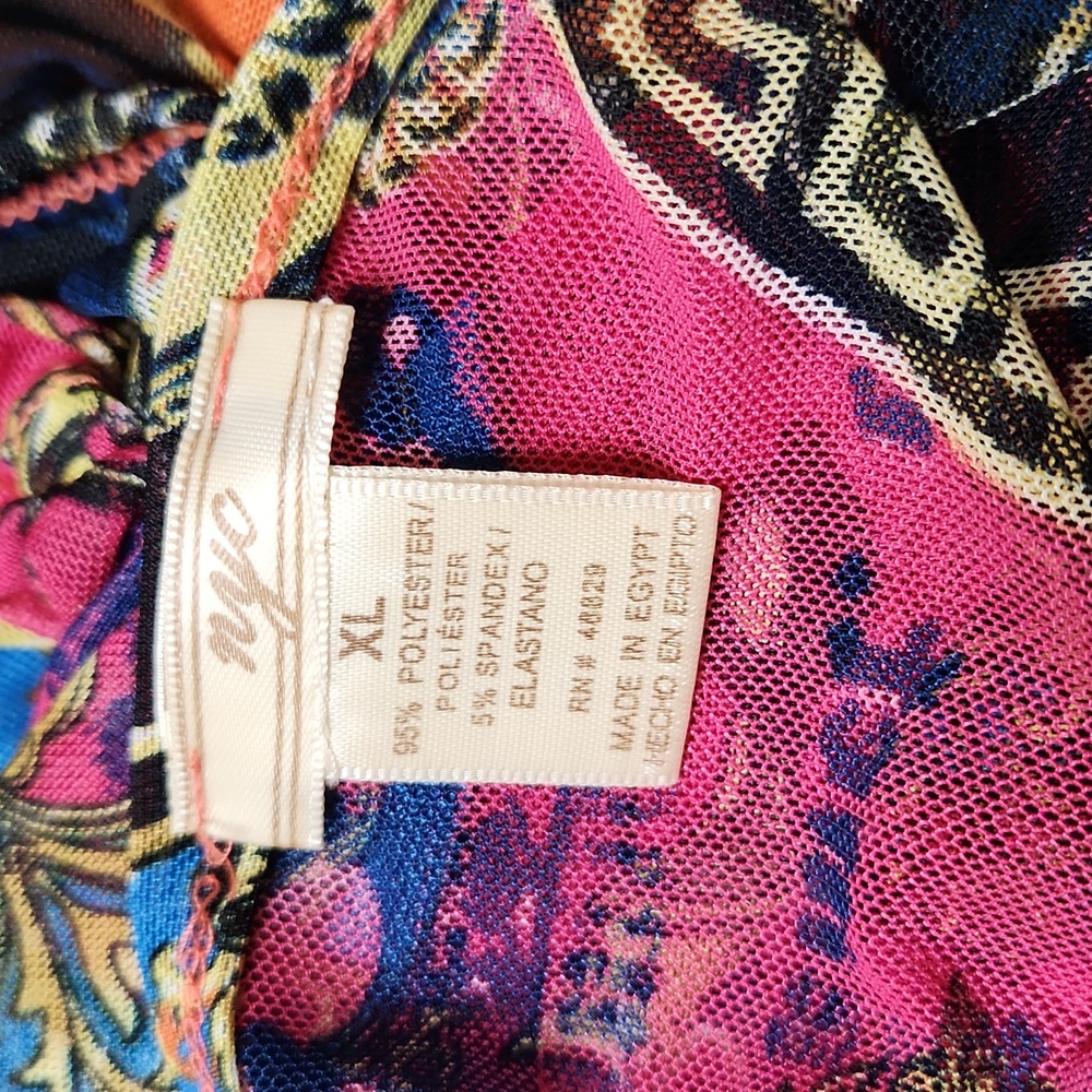 NYC Multicolor Graphic Sheer Dress - Picture 4 of 10
